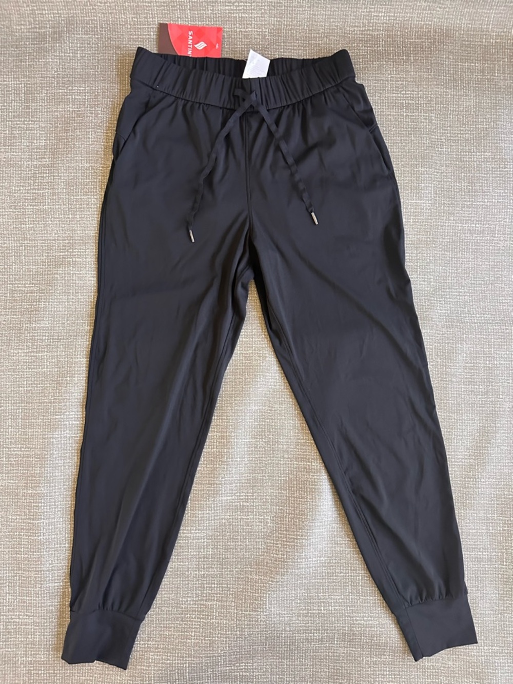 SANTINY Women’s Jogger Pants Medium Black Stretch Athletic Travel NWT